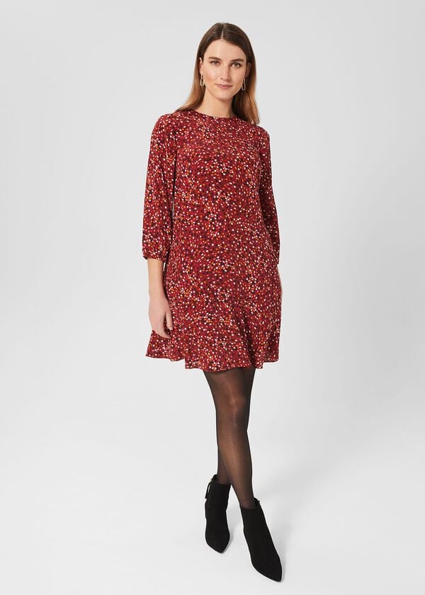 hobbs Prim Tunic Dress Cherry Red Mlt