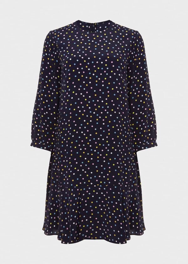 Hobbs Prim Tunic Dress Navy Multi