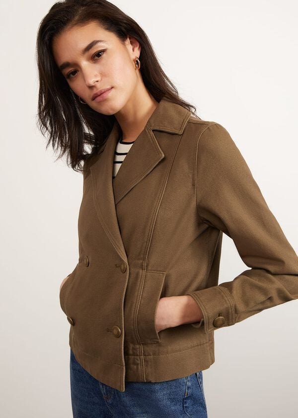 Hobbs Prior Cotton Jacket Khaki Green