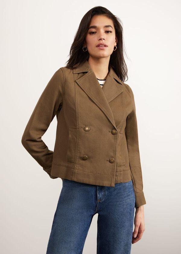 hobbs Prior Cotton Jacket Khaki Green