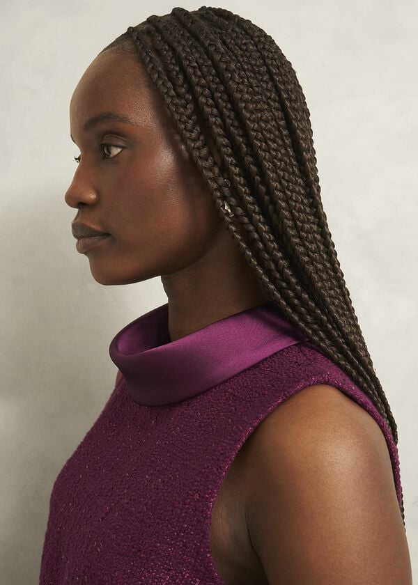 Hobbs Prisha Sequin Tweed Dress Warm Plum