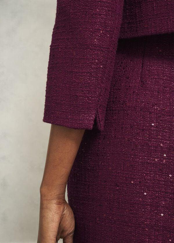 Hobbs Prisha Sequin Tweed Jacket Warm Plum