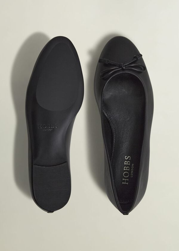 Hobbs Priya Leather Ballerina Black