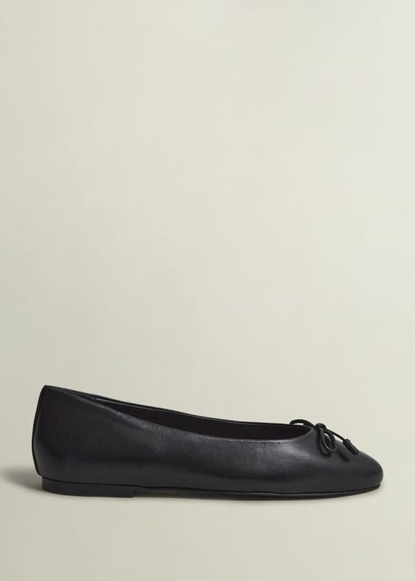 hobbs Priya Leather Ballerina Black