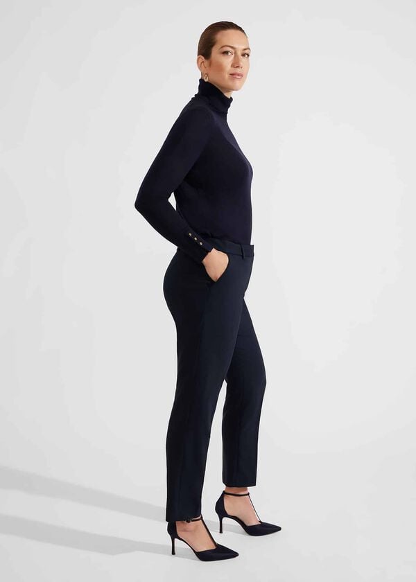Hobbs Quin Cotton Blend Trousers Navy