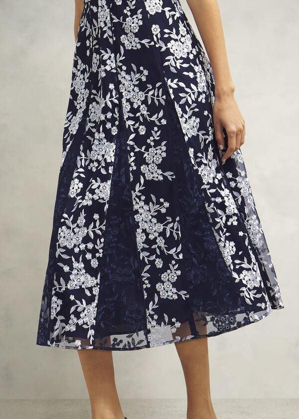 Hobbs Quin Embroidered Dress Midnight Ivory