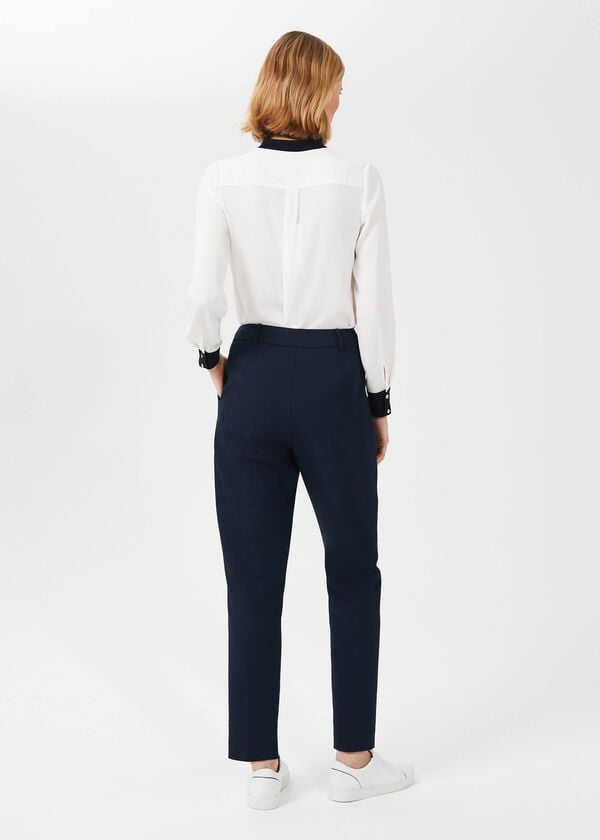 Hobbs Quin Tapered Trousers With Stretch Navy