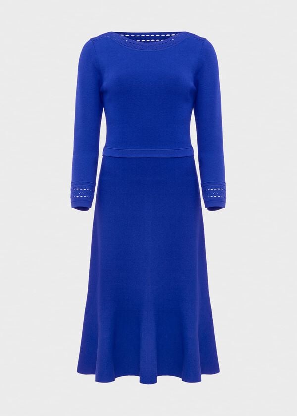 Hobbs Quinn Knitted Dress Egyptian Blue