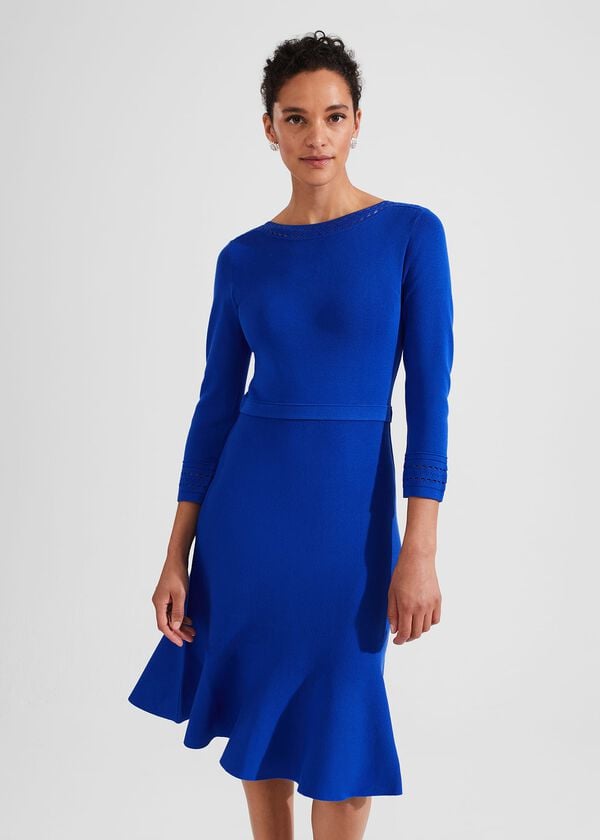 Hobbs Quinn Knitted Dress Egyptian Blue