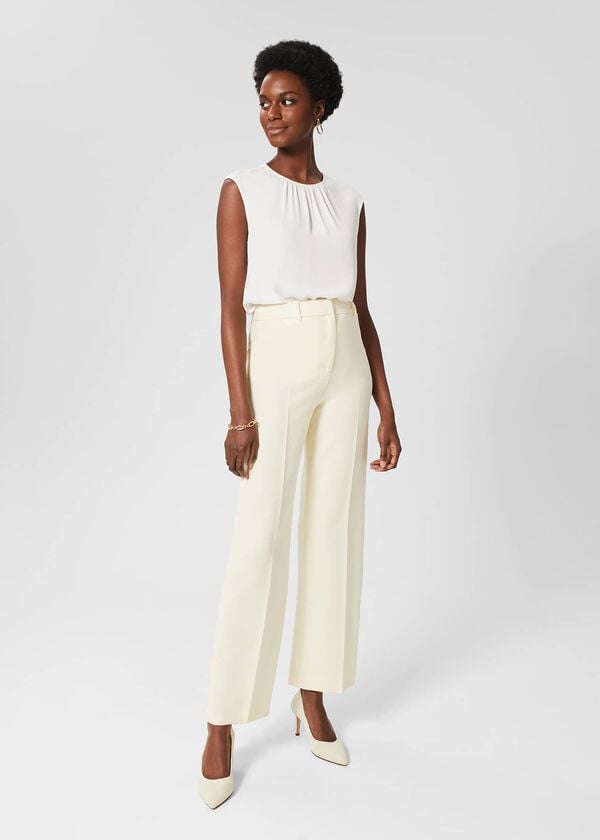 Hobbs Rachael Wide Trousers Pale Yellow