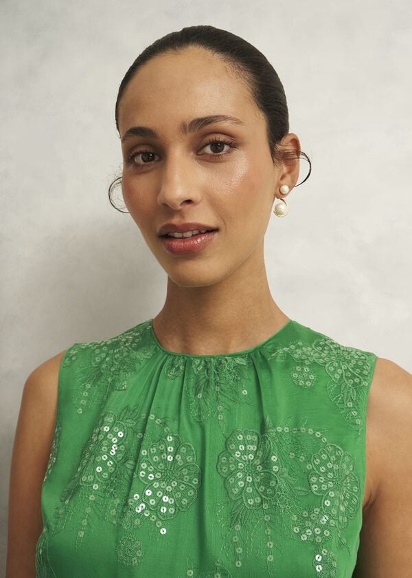 Hobbs Rachel Embroidered Dress Cilantro Green