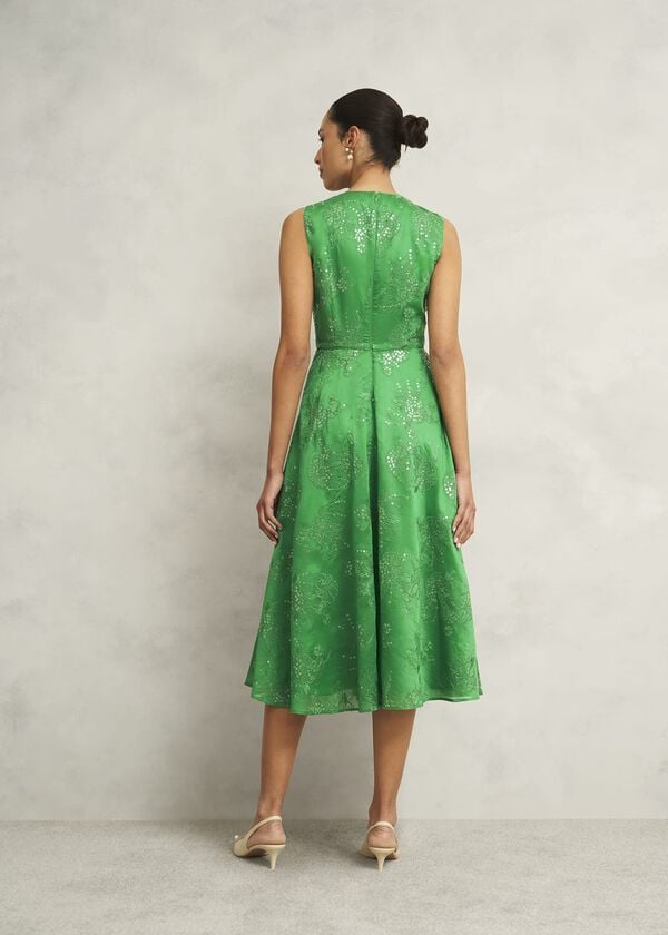 Hobbs Rachel Embroidered Dress Cilantro Green