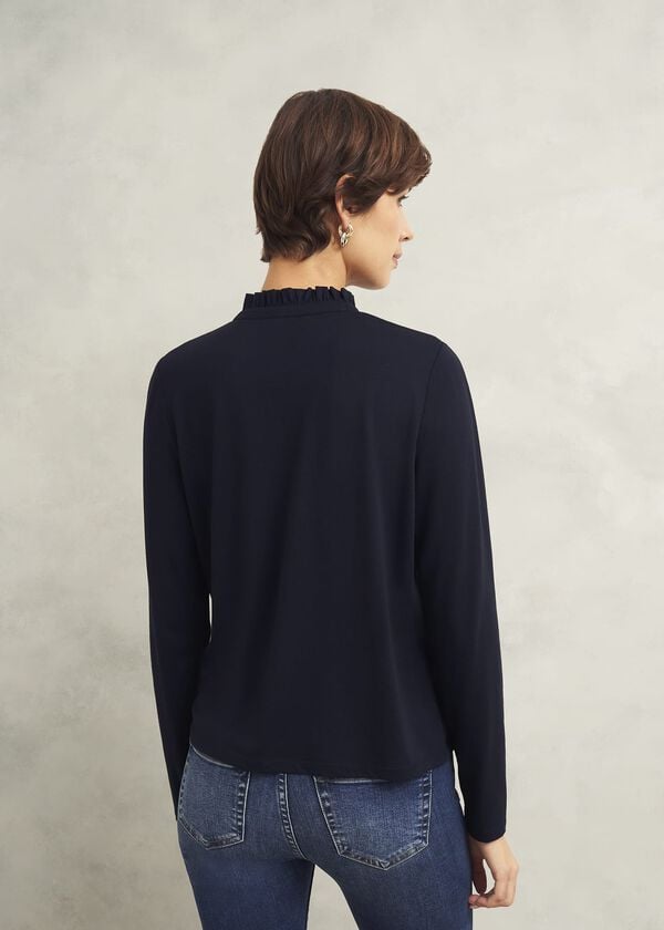Hobbs Ramona Cotton Blend Collared Top Hobbs Navy