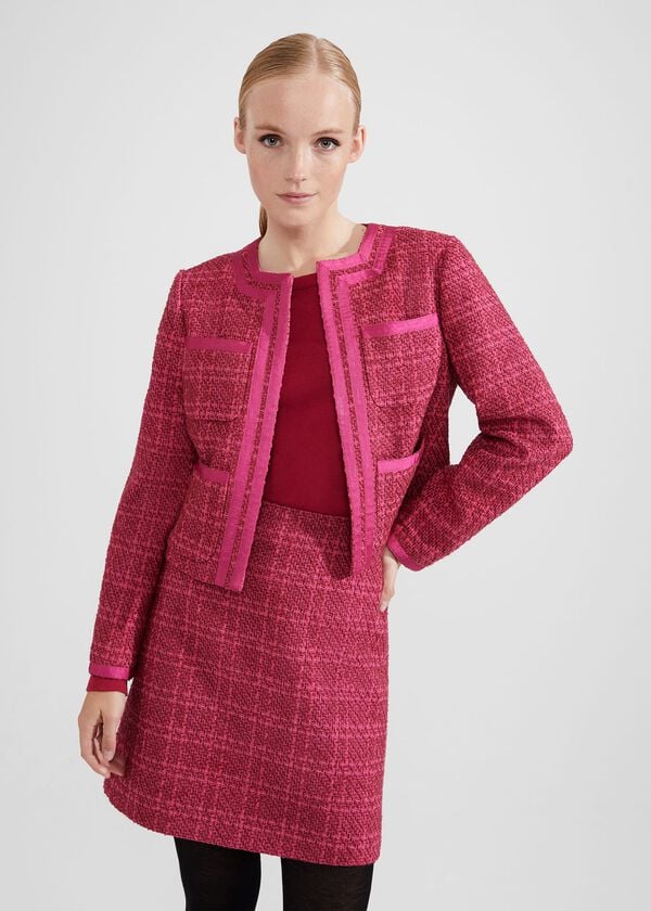hobbs Ramona Tweed Jacket Berry