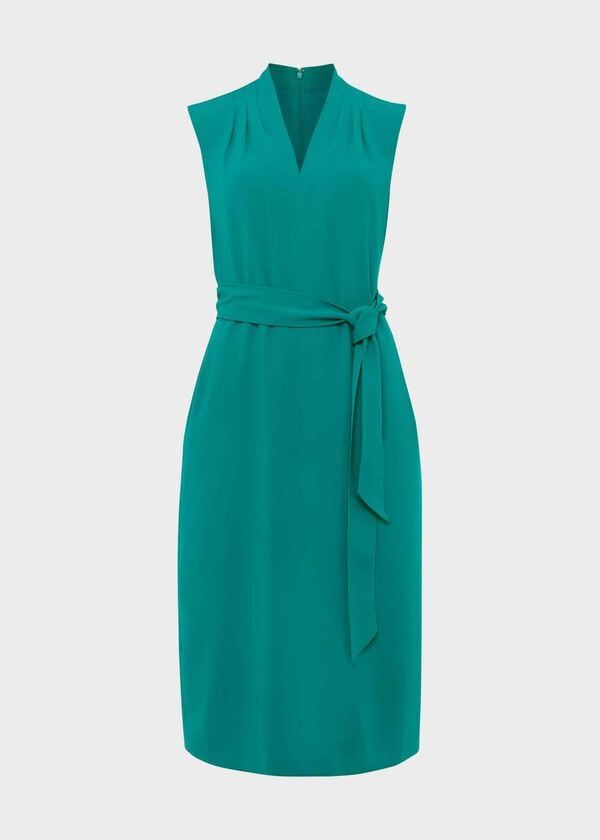 Hobbs Reese Belted Dress Ocean Green