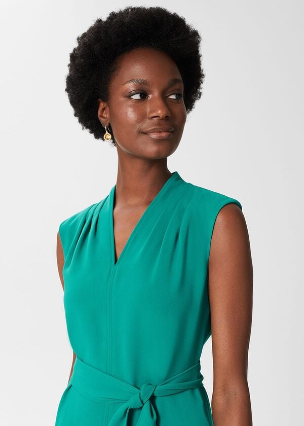Hobbs Reese Belted Dress Ocean Green