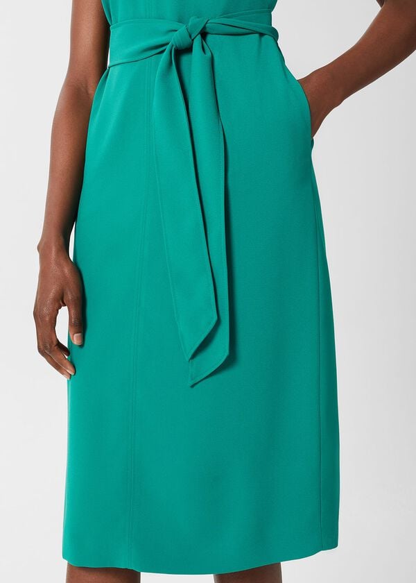 Hobbs Reese Belted Dress Ocean Green