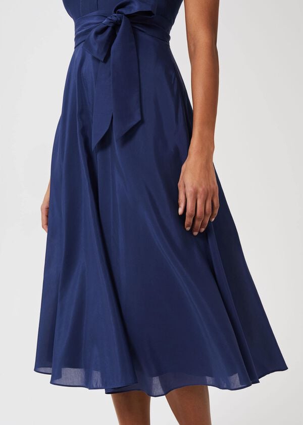 Hobbs Regina Midi Dress With Silk French Navy