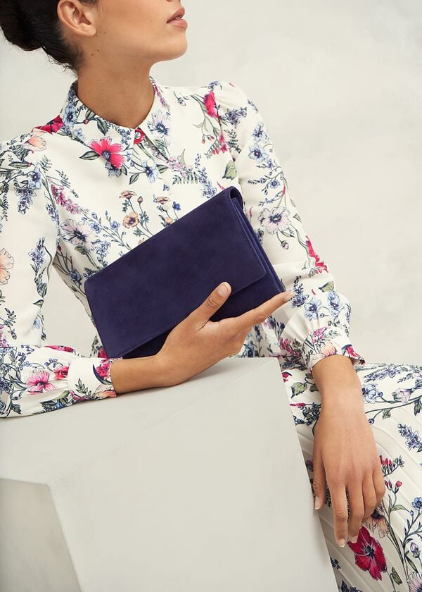 Hobbs Renata Suede Clutch Bag Midnight