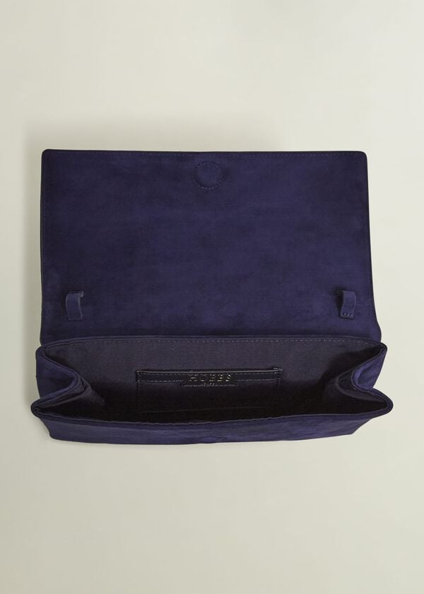 Hobbs Renata Suede Clutch Bag Midnight