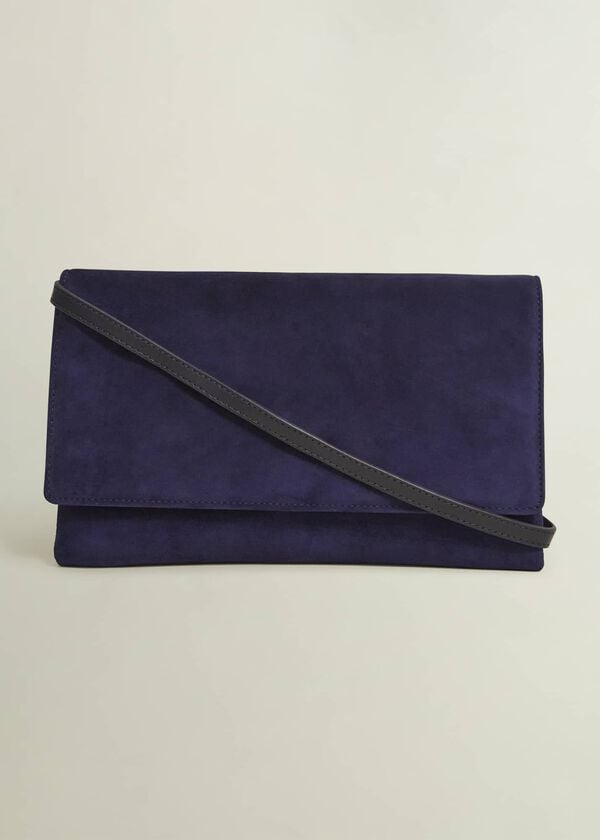 hobbs Renata Suede Clutch Bag Midnight