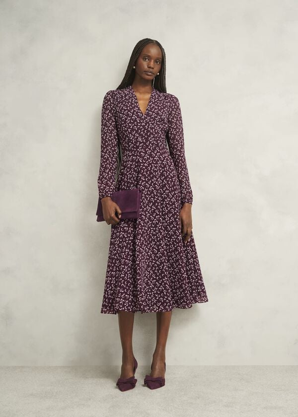 Hobbs Renata Suede Clutch Bag Onyx Red