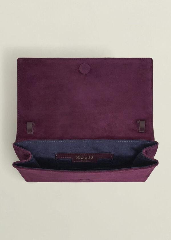 Hobbs Renata Suede Clutch Bag Onyx Red