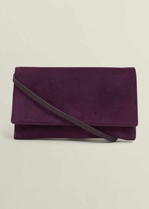 hobbs Renata Suede Clutch bag Onyx Red