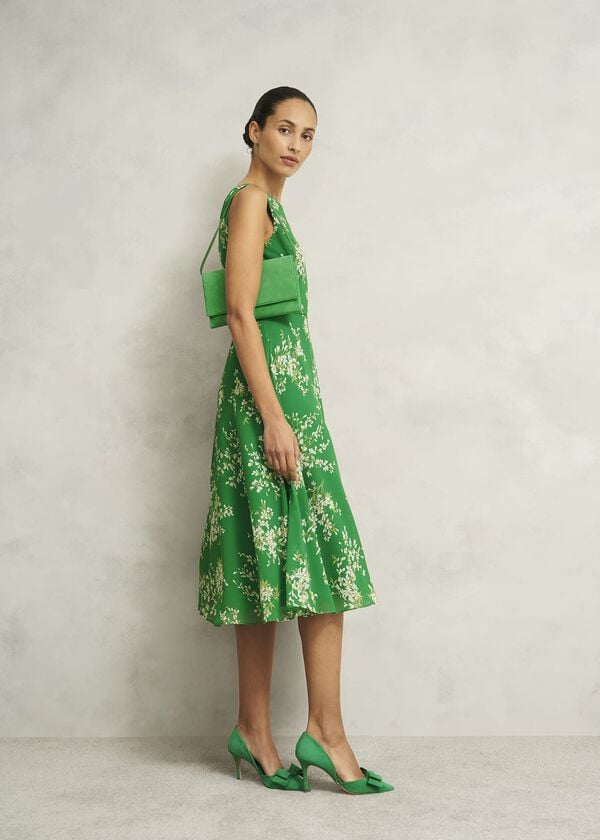 Hobbs Renata Suede Clutch Cilantro Green