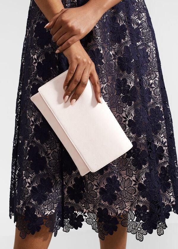 hobbs Renata Suede Clutch Pale Pink