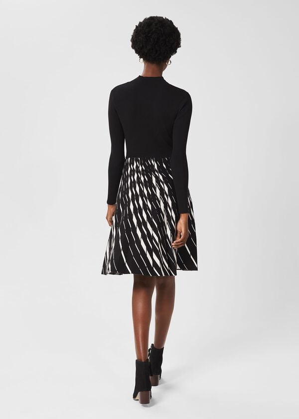 Hobbs Reva Knitted Dress Black Ivory