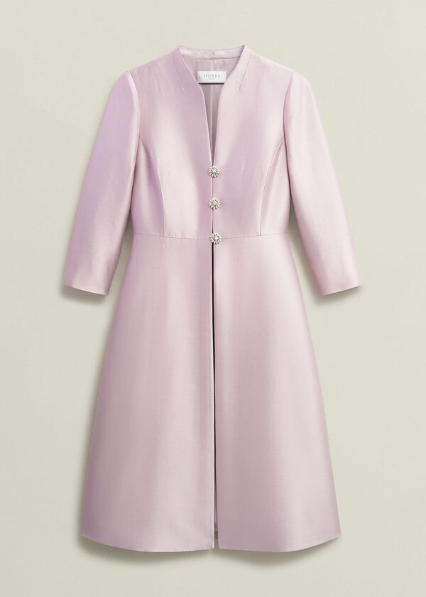 Hobbs Rhea Wool Silk Coat Soft Petal Pink