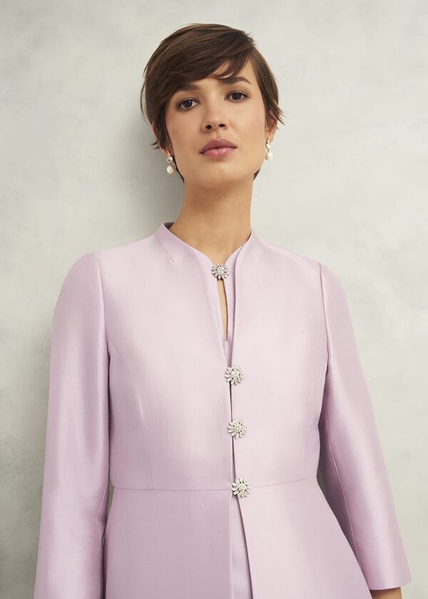 Hobbs Rhea Wool Silk Coat Soft Petal Pink