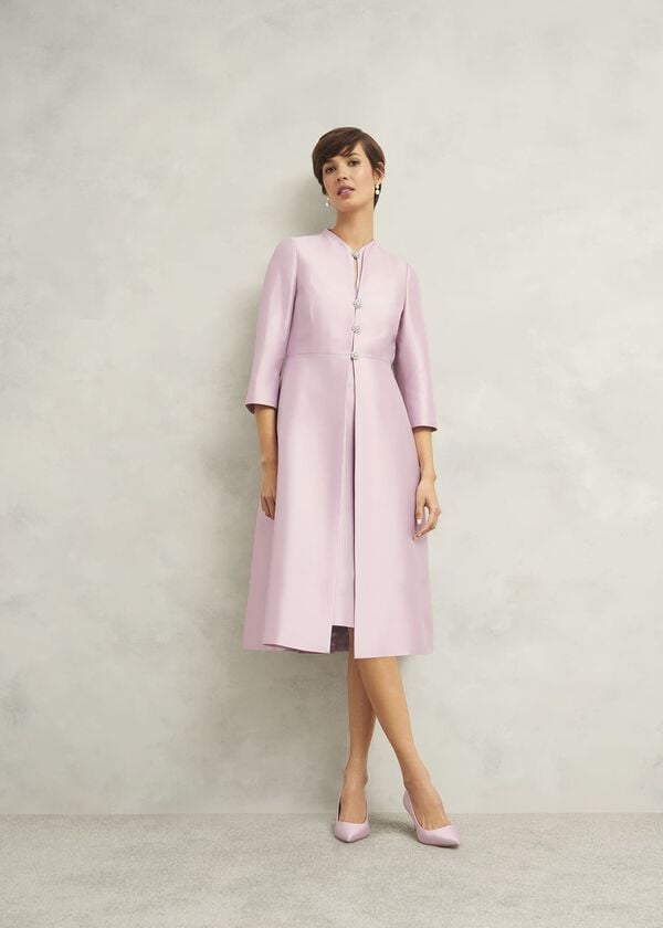 hobbs Rhea Wool Silk Coat Soft Petal Pink