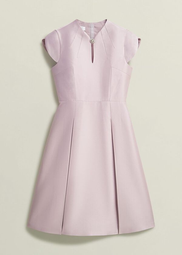 Hobbs Rhea Wool Silk Dress Soft Petal Pink
