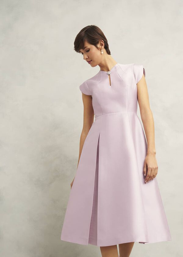 Hobbs Rhea Wool Silk Dress Soft Petal Pink