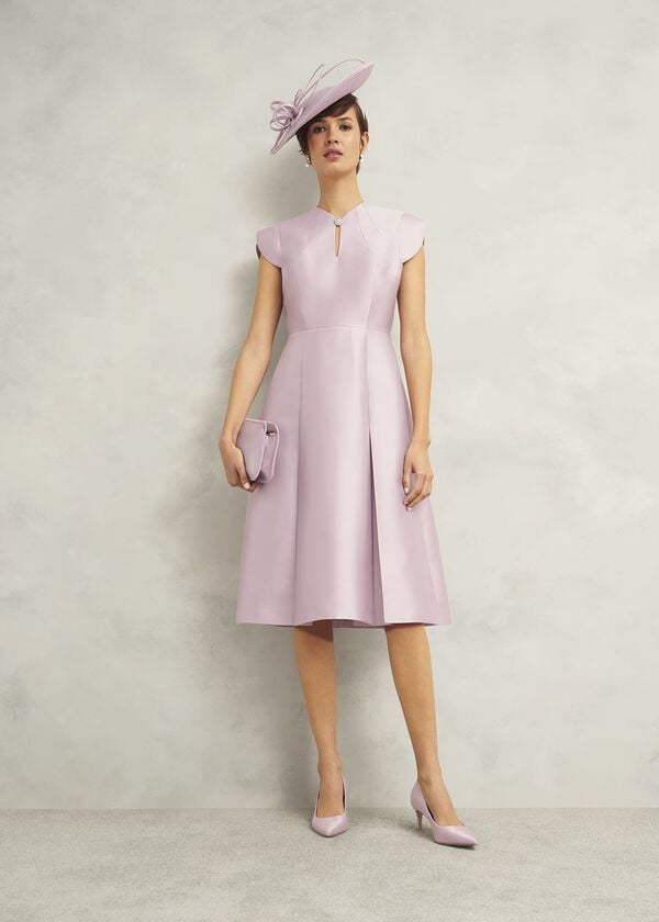 hobbs Rhea Wool Silk Dress Soft Petal Pink