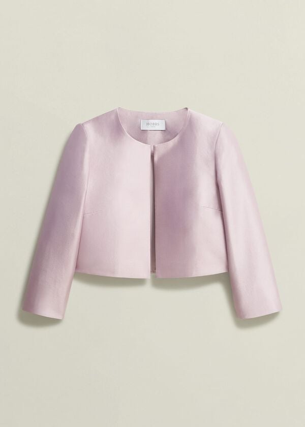 Hobbs Rhea Wool Silk Jacket Soft Petal Pink