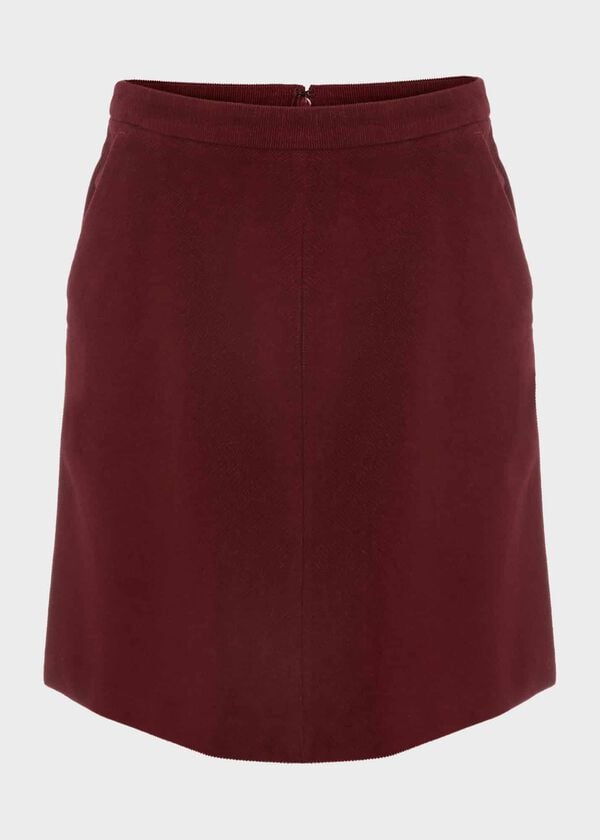 Hobbs Ria Cord Mini Skirt Deep Berry Red