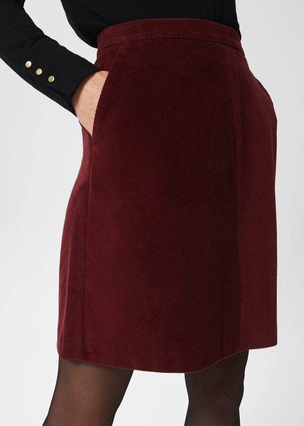 Hobbs Ria Cord Mini Skirt Deep Berry Red
