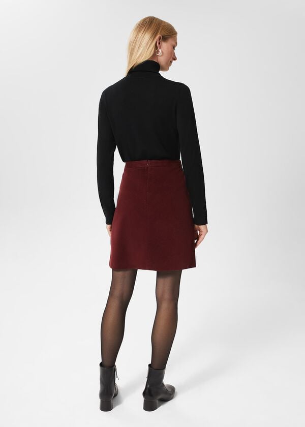 Hobbs Ria Cord Mini Skirt Deep Berry Red
