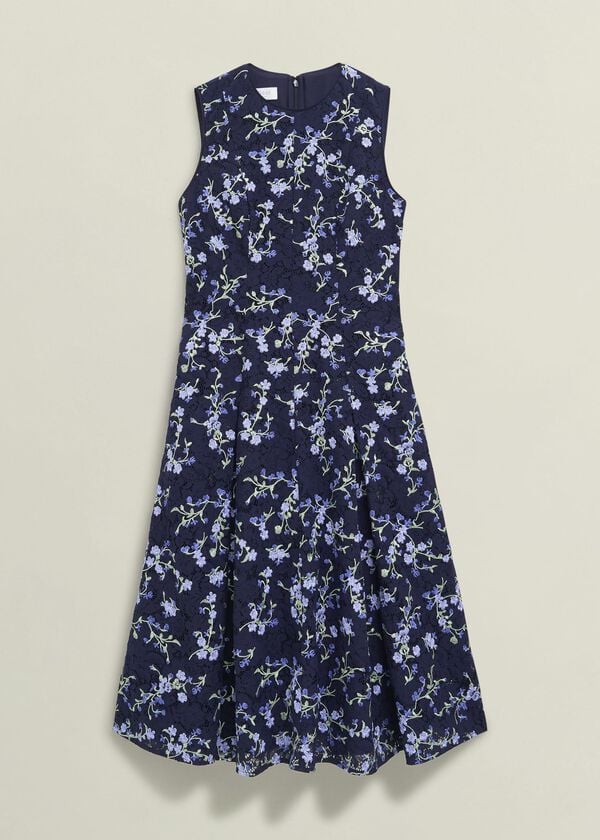 Hobbs Ria Embroidered Floral Dress Midnight Multi