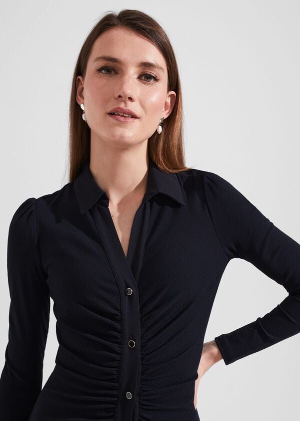 Hobbs Rib Hatty Jersey Dress Navy