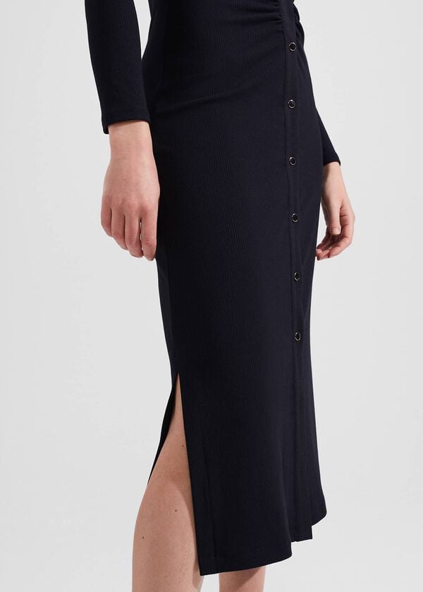 Hobbs Rib Hatty Jersey Dress Navy
