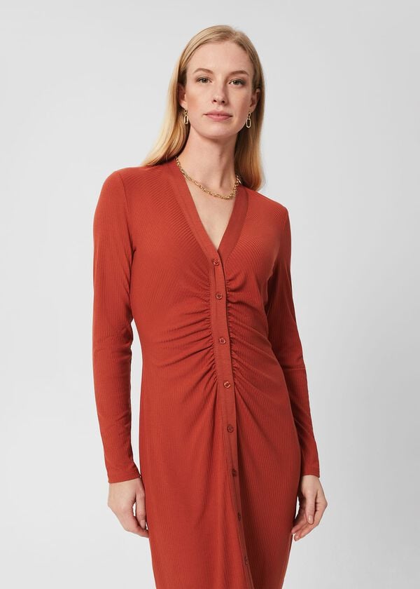 Hobbs Rib Hatty Jersey Dress Pecan