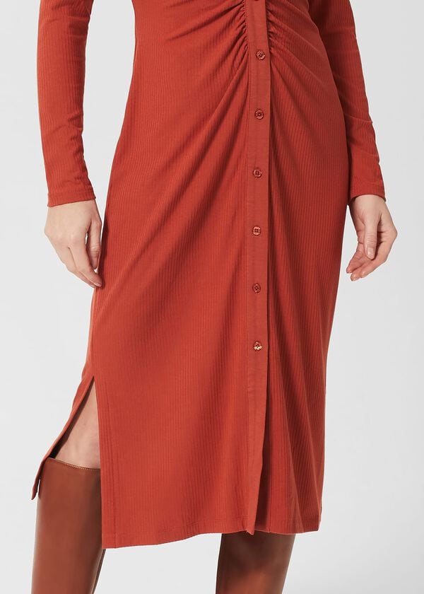 Hobbs Rib Hatty Jersey Dress Pecan