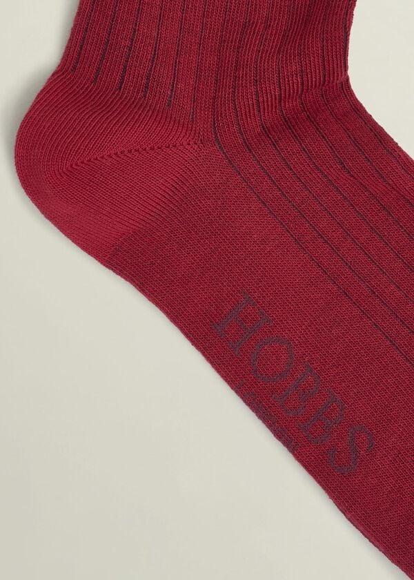 Hobbs Ribbed Single Socks Hobbs Red