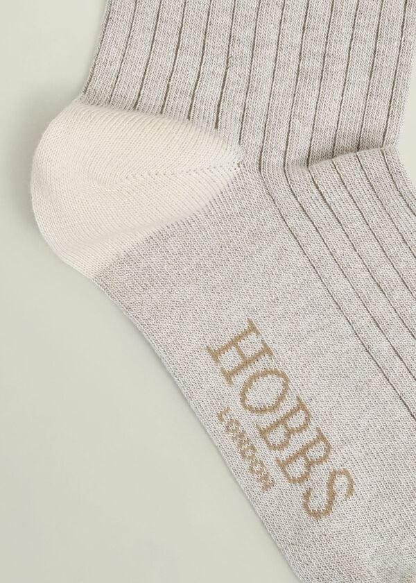 Hobbs Ribbed Single Socks Light Beige
