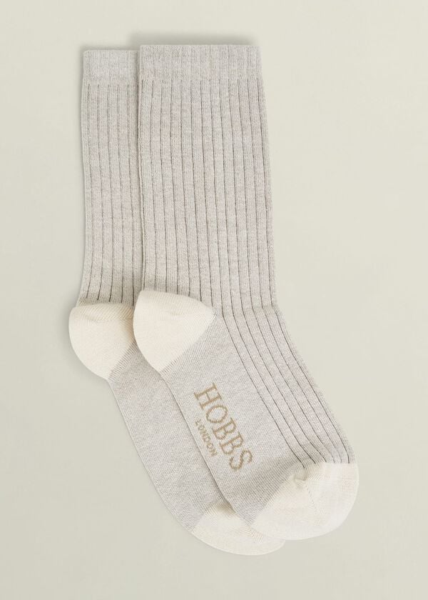 hobbs Ribbed Single Socks Light Beige