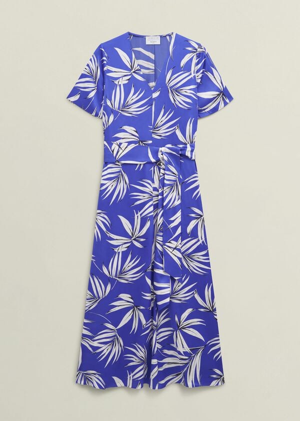 Hobbs Ripsley Tie Waist Midaxi Dress Blue Multi